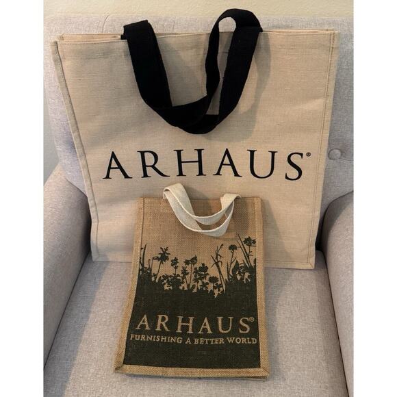 ARHAUS Jumbo Jute and Small Totes Reusable Shopping Bags Rectangular Structured - Picture 1 of 4